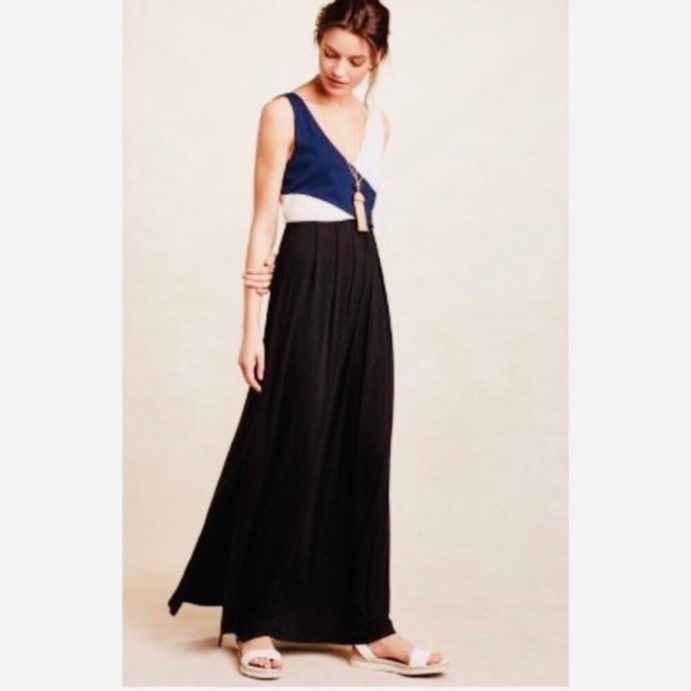 Maeve By Anthropologie Elysian Maxi Color Block Grecian Dress XS